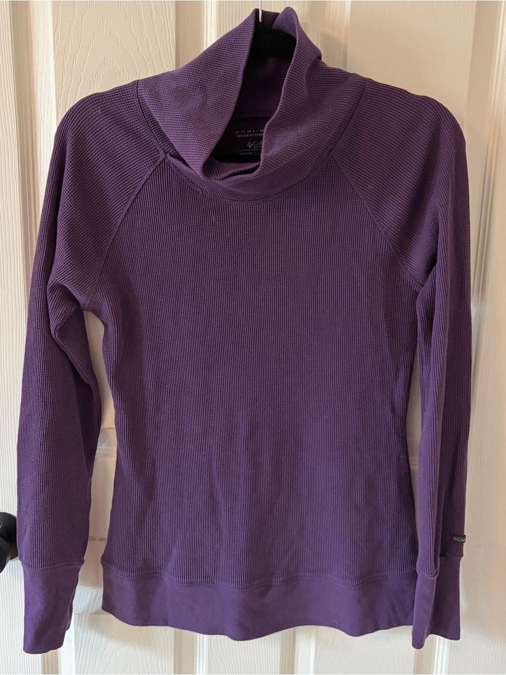 Columbia Top Women’s Size Large Purple Cowl Funnel Pullover Waffle Thermal